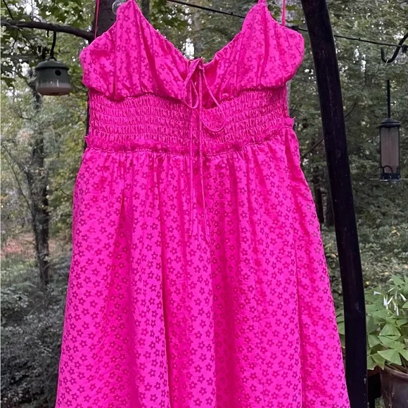 hot pink bridesmaid dresses long Tea Length A-Line Strapless Neon Pink Bridesmaid Dress – FancyVestido main image 1